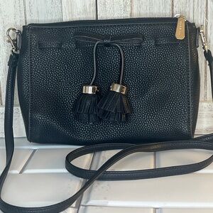 Liz Claiborne Black Textured Leather Crossbody Bag